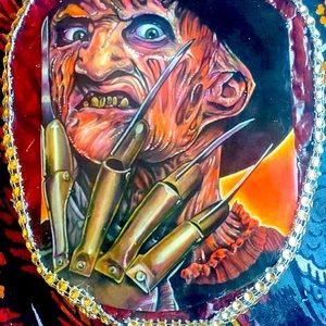 Collectible Freddy Krueger rhinestone encrusted hand mirror